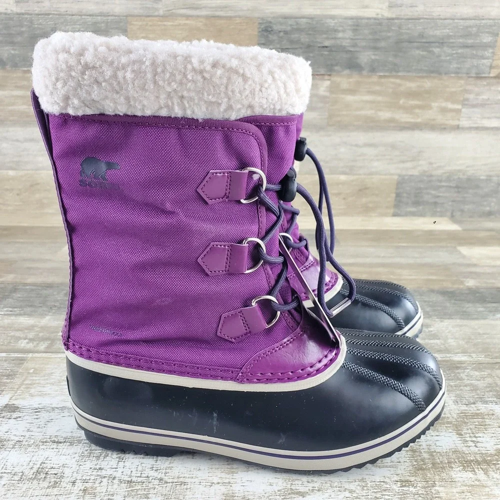 Sorel Yoot Pac Womens Snow Boots Sz 7 Purple Black Waterproof Non-Slip Winter